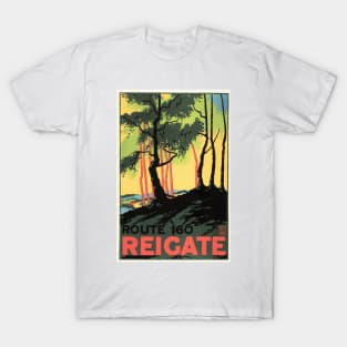 ENGLAND REIGATE Route 160 Surrey Art Deco Vintage Railway T-Shirt